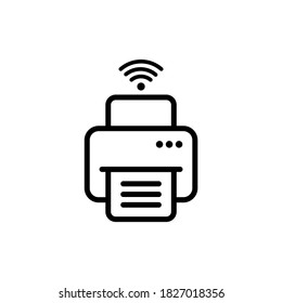 Impresora inalámbrica con icono wifi. Fax, impresión, papel, icono de línea de documento. EPS vectorial 10. Aislado sobre fondo blanco