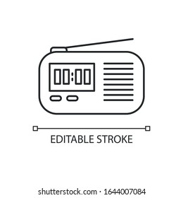 Icono lineal perfecto para el conjunto de radio inalámbrico. Receptor portátil. Aparato transmisor de señales. Ilustración personalizable en línea delgada. Símbolo de contorno. Dibujo de contorno aislado del vector. Trazo editable