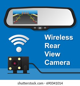 Wireless Rear View Camera Video Recorder Display Screen LCD on Car Mirror Parking Assistance Monitor svg