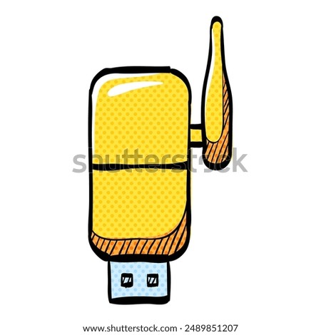 Wireless receiver halftone icon hand drawn color vector illustration
