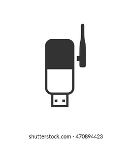 Wireless receiver icon in single color. Internet connection router signal