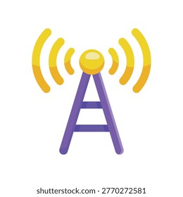 Wireless receiver tower signal icon vector, wireless signal receiver antenna icon illustration, telecommunications network connectivity concept, broadcast signal transmission symbol 