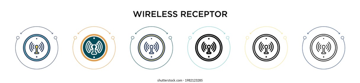 Wireless Receptor Icon In Filled, Thin Line, Outline And Stroke Style. Vector Illustration Of Two Colored And Black Wireless Receptor Vector Icons Designs Can Be Used For Mobile, Ui, Web