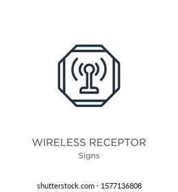 Wireless receptor icon. Thin linear wireless receptor outline icon isolated on white background from signs collection. Line vector sign, symbol for web and mobile