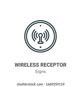 Wireless Receptor Outline Vector Icon. Thin Line Black Wireless Receptor Icon, Flat Vector Simple Element Illustration From Editable Signs Concept Isolated Stroke On White Background