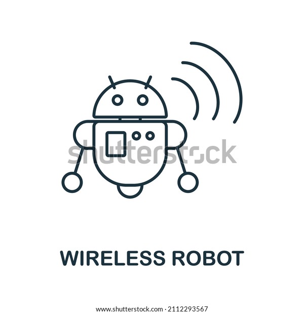 Wireless Robot icon. Line element from internet\
technology collection. Linear Wireless Robot icon sign for web\
design, infographics and\
more.