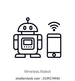Icono de Robot inalámbrico. Diseño de icono de estilo de esquema aislado en fondo blanco