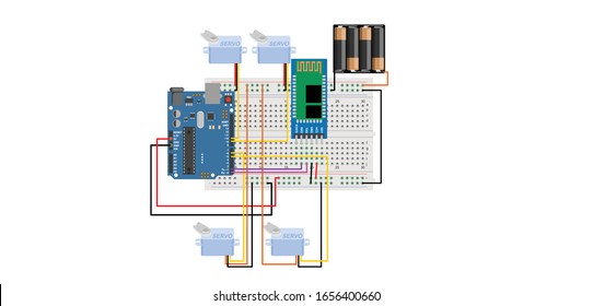 wireless robotics arm, arduino based robotics arm, robotic arm with 4 servo motor arduino and bluetooth module 