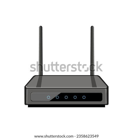 wireless router cartoon. network modem, wifi technology, antenna connection wireless router sign. isolated symbol vector illustration
