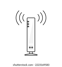 Wireless router clip art. Monochrome outline style.