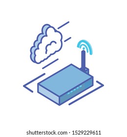 wireless router with cloud information vector illustration design