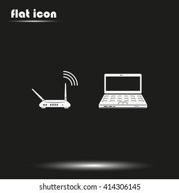 Wireless router connected to laptop.