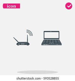 Wireless router connected to laptop.