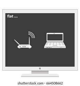 Wireless router connected to laptop.
