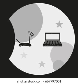 Wireless router connected to laptop.