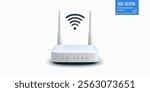 The wireless router features two antennas and a signal icon, designed to deliver high-speed internet connectivity. Its sleek design highlights modern advancements in home networking technology.