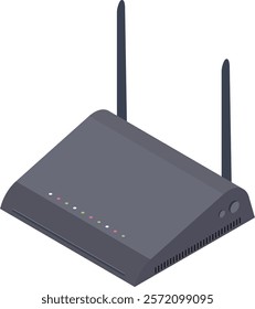 Wireless router featuring dual antennas delivering high speed internet access, enabling seamless connectivity for multiple devices in both home and office environments