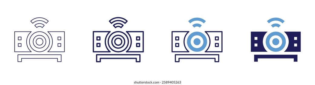 Wireless router icon in 4 different styles. Thin Line, Line, Bold Line, Duotone. Duotone style. Editable stroke.