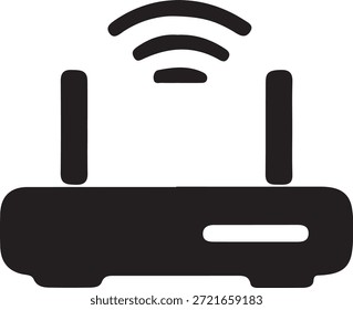 Icono de enrutador inalámbrico con antenas, Símbolo de dispositivo de red de Internet, Vector negro