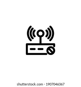 Das Wireless-Router-Symbol wird im Zeilenstil deaktiviert. Verbindung- und Netzwerksymbol