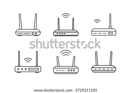 wireless router icon line art vector illustration