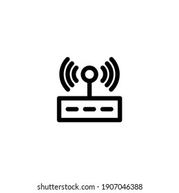Wireless-Router-Symbol im Rahmenstil. Verbindung- und Netzwerksymbol