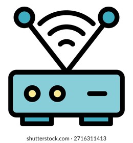 Icono de router inalámbrico. Contorno de Vector de enrutador inalámbrico de color plano aislado