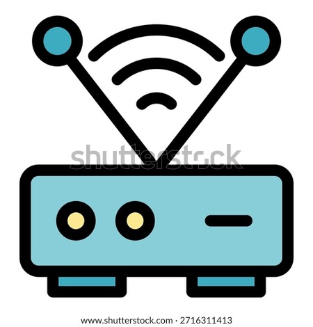 Wireless router icon. Outline wireless router vector icon color flat isolated