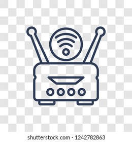 Wireless router icon. Trendy linear Wireless router logo concept on transparent background from Internet Security and Networking collection