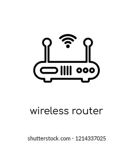 Wireless router icon. Trendy modern flat linear vector Wireless router icon on white background from thin line Internet Security and Networking collection, editable outline stroke vector illustration