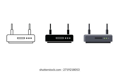 Iconos del router inalámbrico en diversos colores y estilos