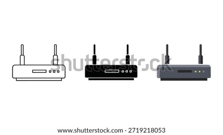 Wireless router icons in different colors and styles
