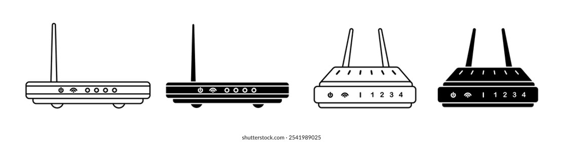 Wireless router icons set vector
