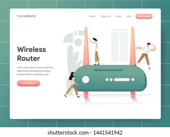 Wireless Router Illustration Concept. Modern design concept of web page design for website and mobile website.Vector illustration EPS 10
