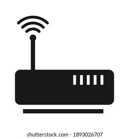 Wireless router for internet network in silhouette vector icon