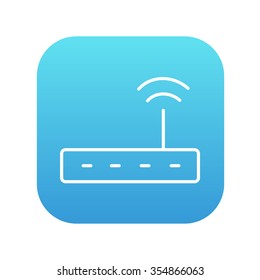 Wireless-Router-Line-Symbol für Web-, Mobil- und Infografiken. Vektorweißes Symbol auf dem blauen Farbverlauf-Quadrat mit abgerundeten Ecken einzeln auf weißem Hintergrund.