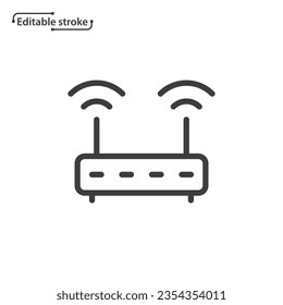 Wireless router line vector icon. Editable stroke.