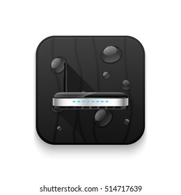 wireless router With long shadow over app button