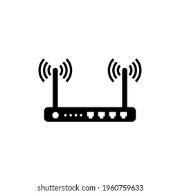 Wireless router modem icon isolated on white