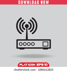 Wireless Router. Outline. Flat Icon Vector isolated design. Grey Background 