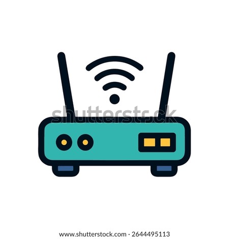 Wireless router radiating internet connection. Icon symbol illustration