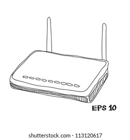 Wireless Router sketch vector illustration
