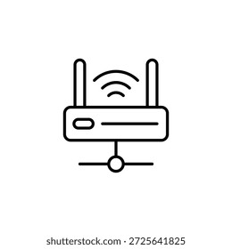 Wireless Router Vector Outline Icon For Microstock