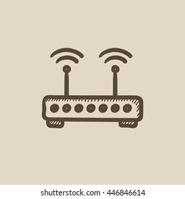 Wireless router vector sketch icon isolated on background. Hand drawn Wireless router icon. Wireless router sketch icon for infographic, website or app.