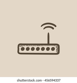 Wireless router vector sketch icon isolated on background. Hand drawn Wireless router icon. Wireless router sketch icon for infographic, website or app.