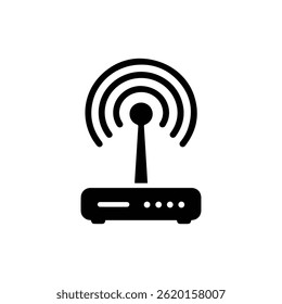 Wireless Router with Waves Indicating Signal Strength