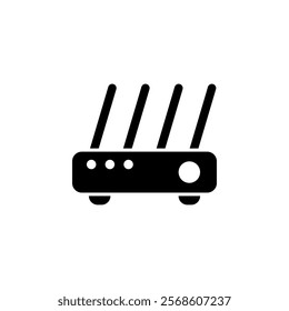Wireless Router, Wifi Modem Solid Flat Vector Icon Isolated on White Background.