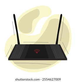 Wireless router.Black wi fi router front side view.electronic device wireless internet