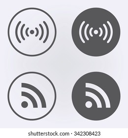Wireless and RSS sign set in circle . Vector illustration