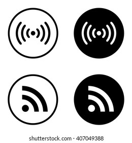 Wireless and RSS sign set in circle . Vector illustration